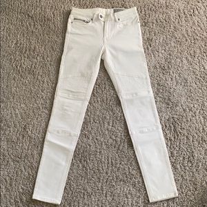White Biker Style Jeans